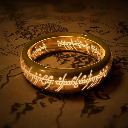 THE ONE RING - Gold Plated Tungsten with Dark Tongue of Mordor