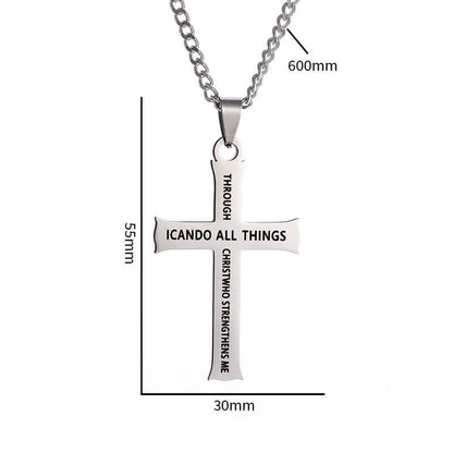 Titanium Steel Cross Pendant Necklace