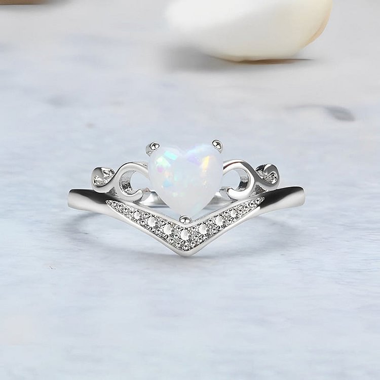 "Peace of Mind" Heart Crown Opal Ring