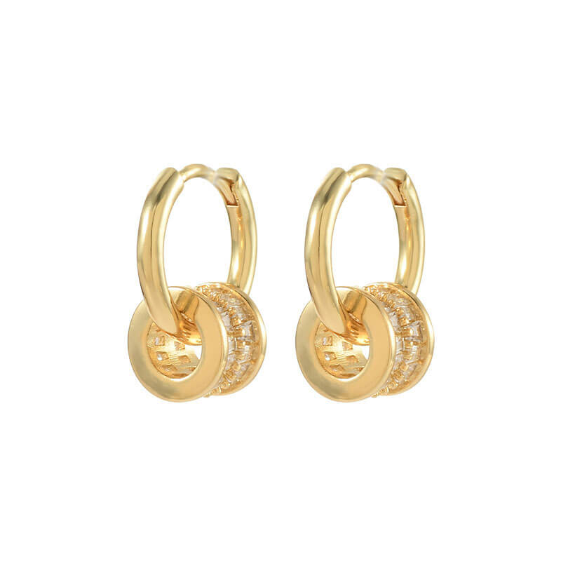 Zircon Inlaid Rotatable Earrings