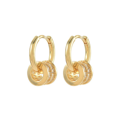 Zircon Inlaid Rotatable Earrings