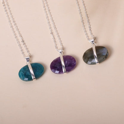 Glitter Blue Phosphor Violet Pendant Necklace