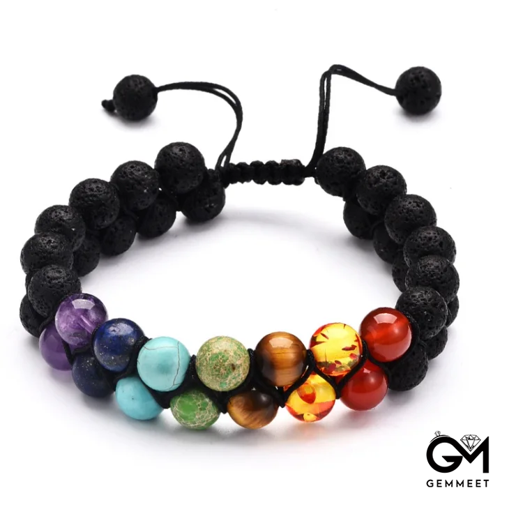 Chakra Double Braided Bead Bracelet