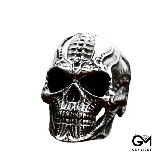 Titanium Steel Alien Punk Skull Ring