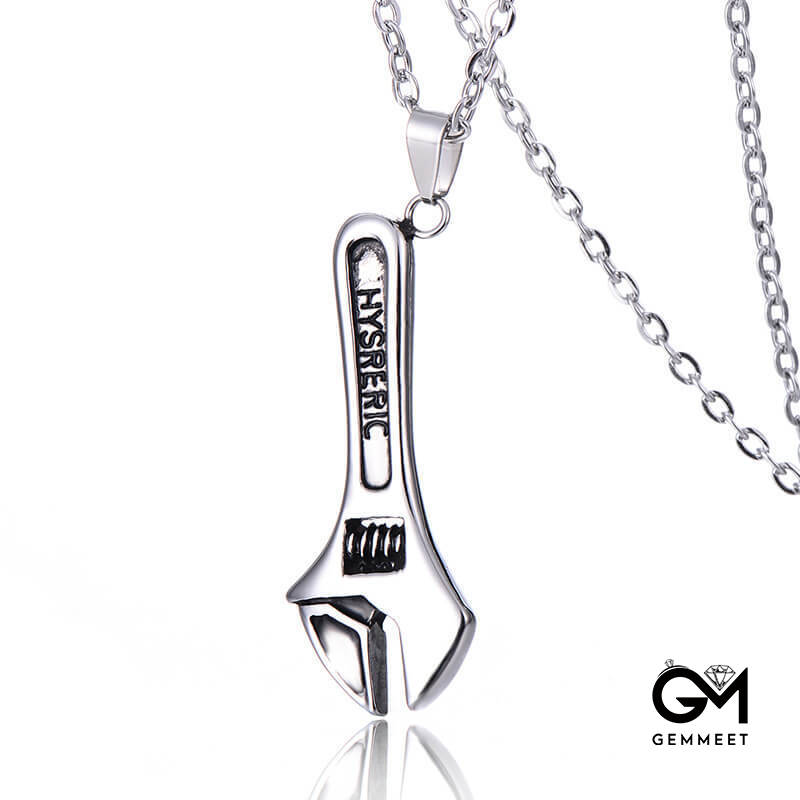 Stainless Steel Wrench Pendant Necklace