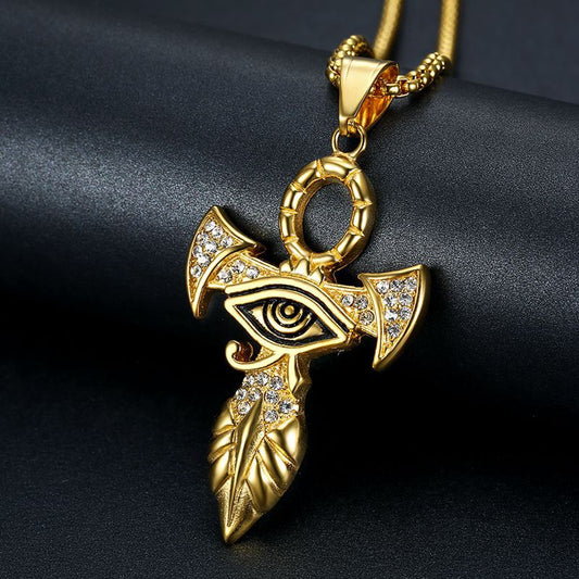 Hip Hop Gold Plated Zirconia Eye of Horus Pendant