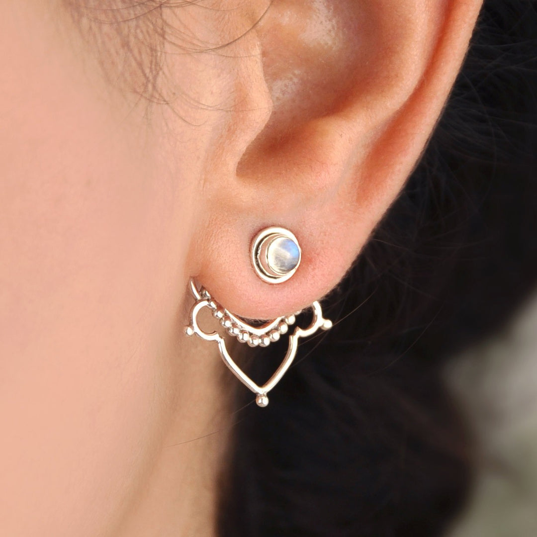 Presale: Retro Hollow Flower Moonstone Earrings