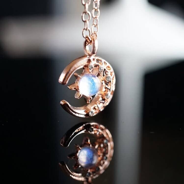 Celestial Dainty Moon Moonstone Necklace