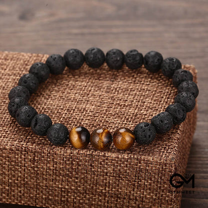 Volcanic Stone Beads Woven Bracelet