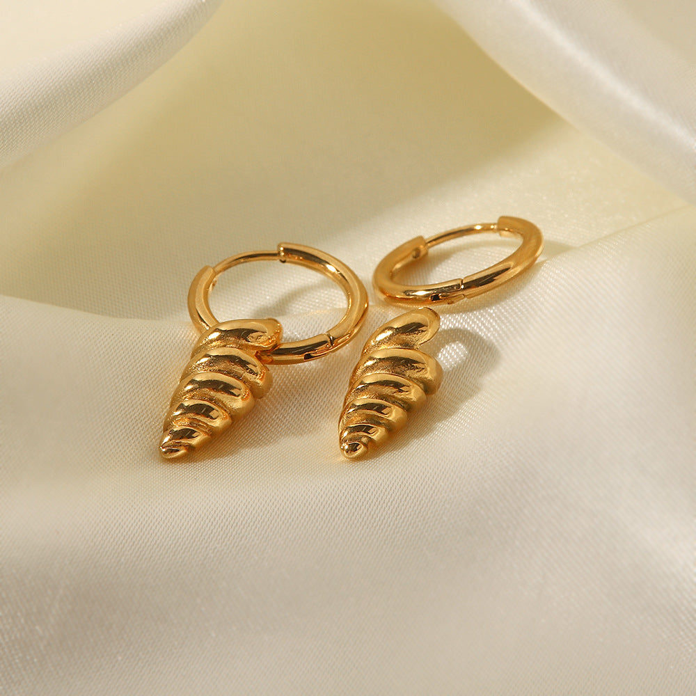 Gold Stainless Steel Screw Pendant Earrings