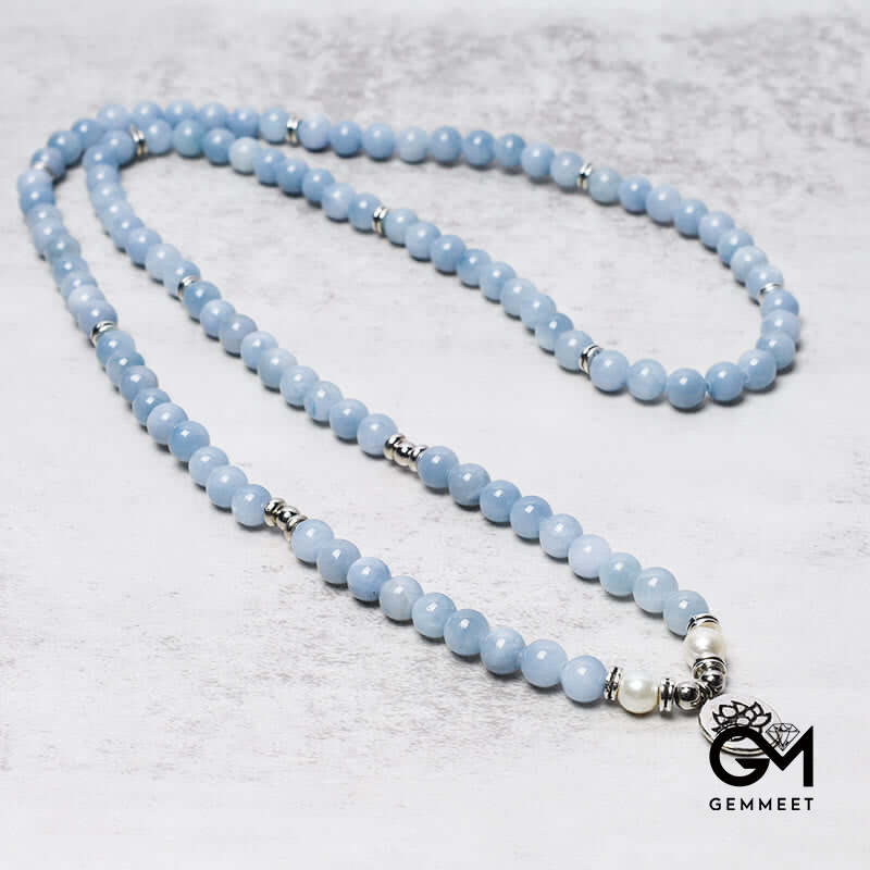 6MM 108 Mala Beads Aquamarine Healing Bracelet