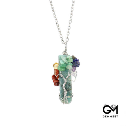 Irregular Crystal Strip Tree of Life Necklace