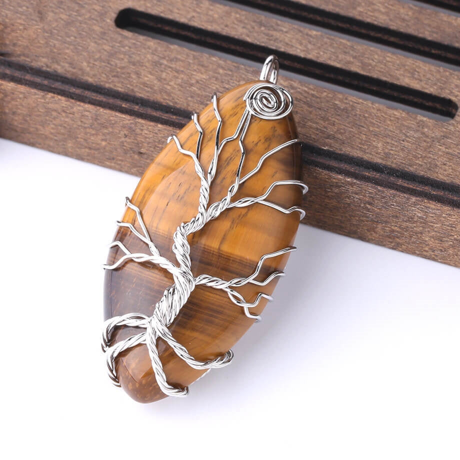 Crystal Stone Tree of Life Pendant