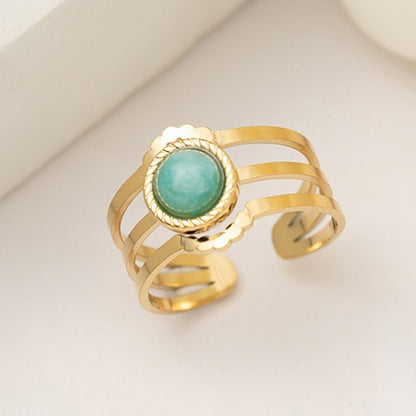 3 Layers Round Cut Stone Hollow Ring