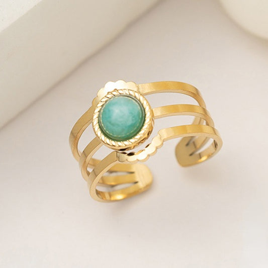 3 Layers Round Cut Stone Hollow Ring