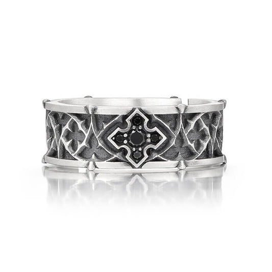 Vintage Men's Branch Pattern Cross Ring