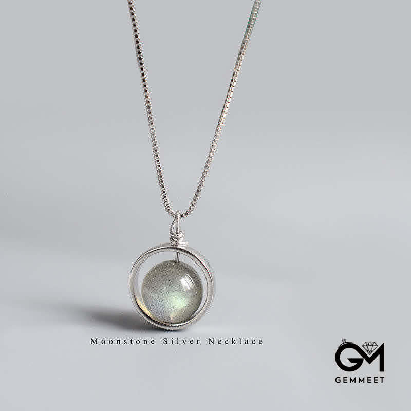 S925 Moonstone Love Planet Pendant