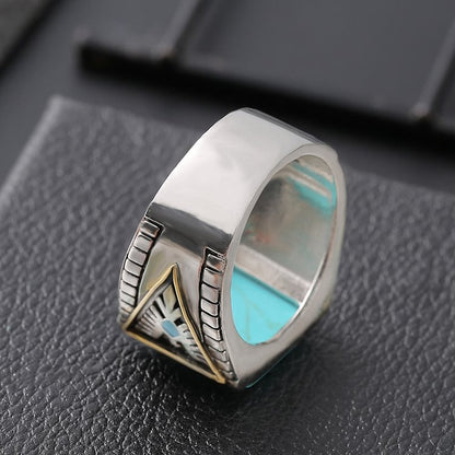 Eagle Side Engraved Turquoise Ring