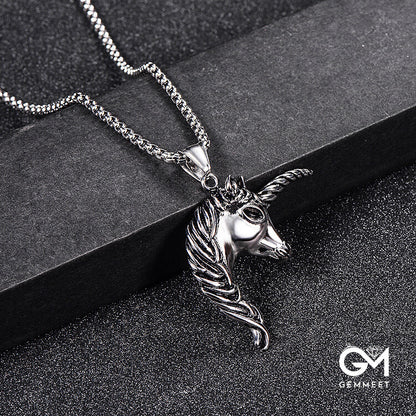 Stainless Steel Unicorn Pendant Necklace