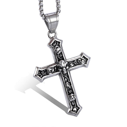 Skull Ghost Cross Stainless Steel Pendant