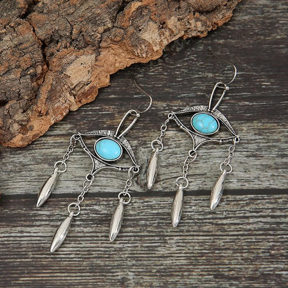 Geometric Cutout Eye Turquoise Bohemia Earrings