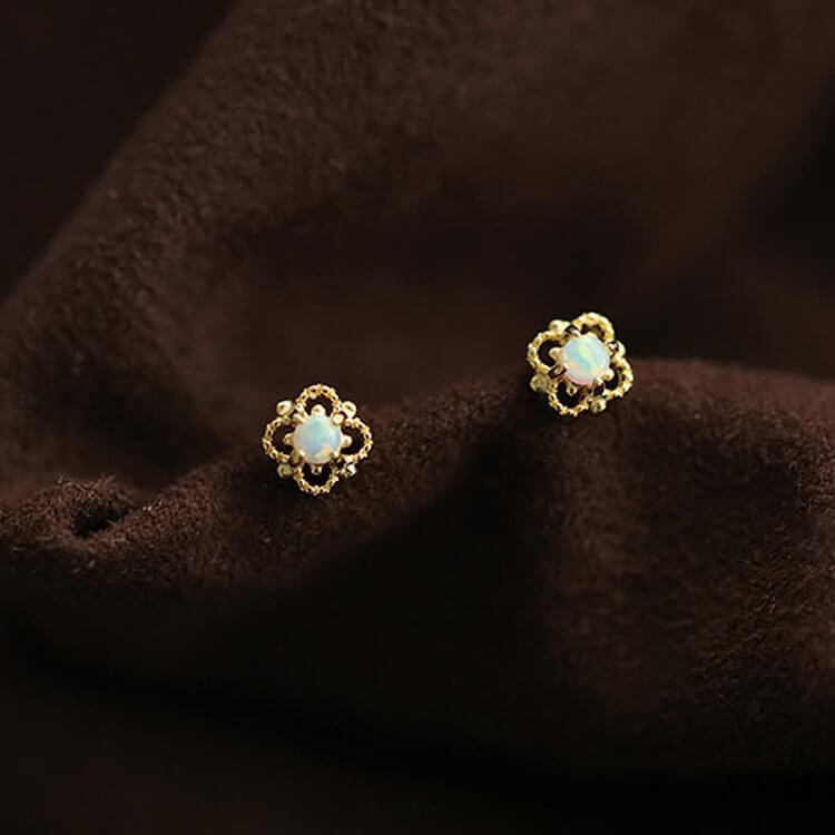 Delicate Vintage Opal Rhombic Earrings