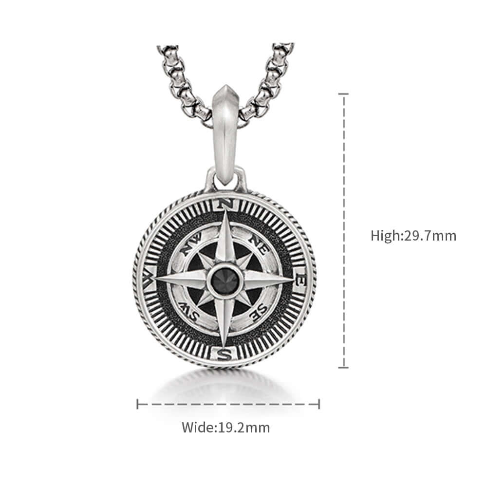 Vintage Men's Compass Necklace Hip Hop Pendants