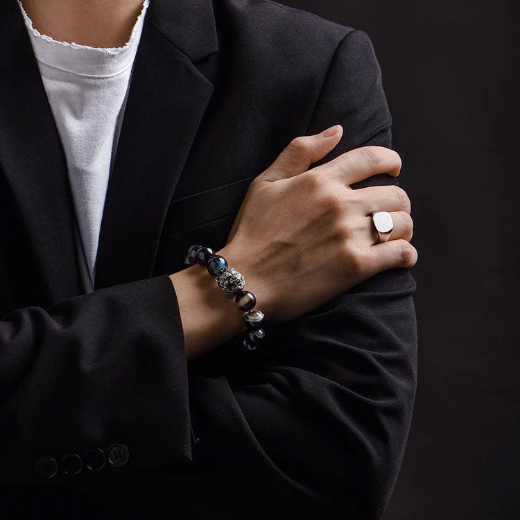 Sterling Silver Obsidian Tiger Bracelets