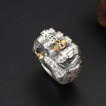 Unisex Punk Fist Skull Ring