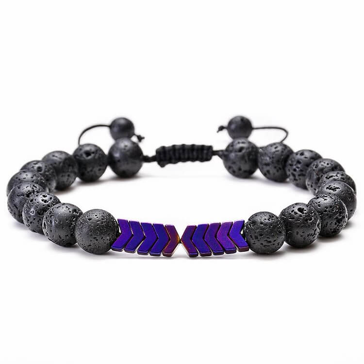 Lava Stone Colorful Magnetite Mens Bracelet