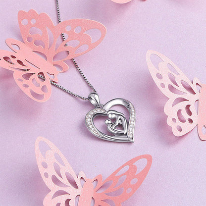 Mom Hug Baby - Hollow Heart Pendant Chain