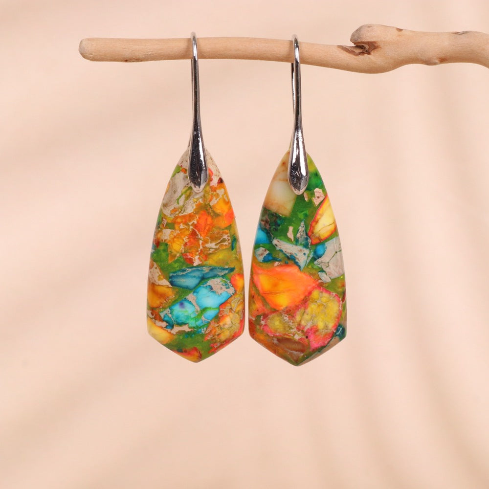 Geometric Floral Imperial Pine Pendant Earrings