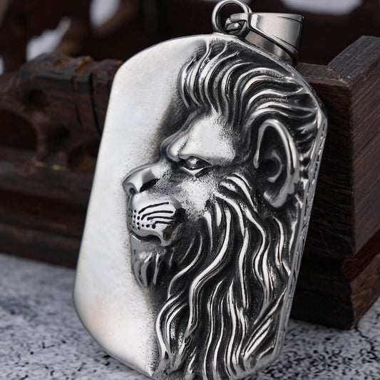 Large lion head stainless steel pendant