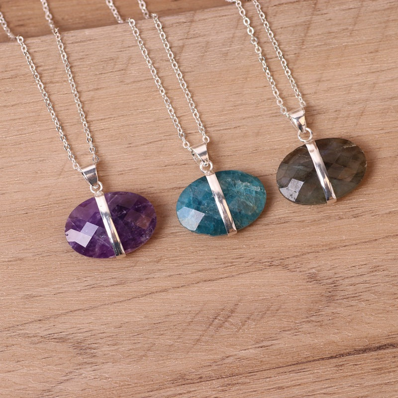 Glitter Blue Phosphor Violet Pendant Necklace