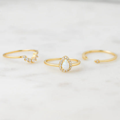 Opal Stacking Golden Ring Set