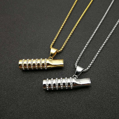 Hip Hop Titanium Steel Gold Plated Zircon Cigarette Holder Pendant