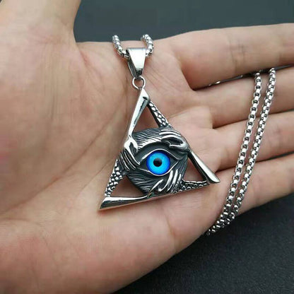 Men's Hip Hop Necklace Triangular Skull Demon Eye Pendant