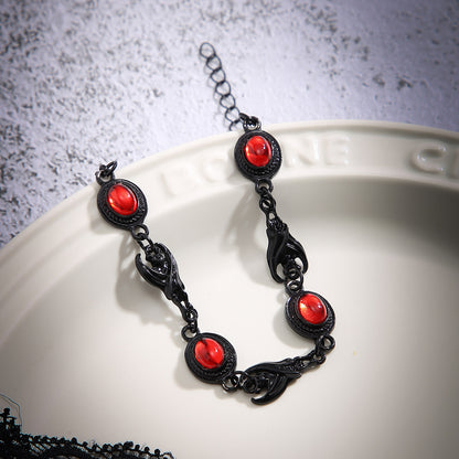 Halloween Black Batman Red Crystal Bracelet