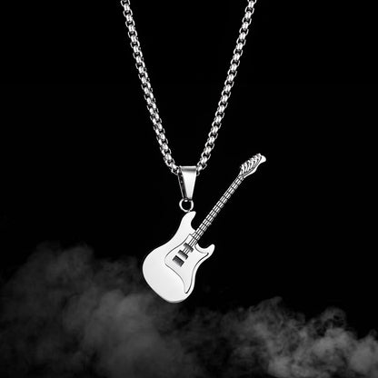 Titanium Steel Electric Guitar Pendant Chain Necklace