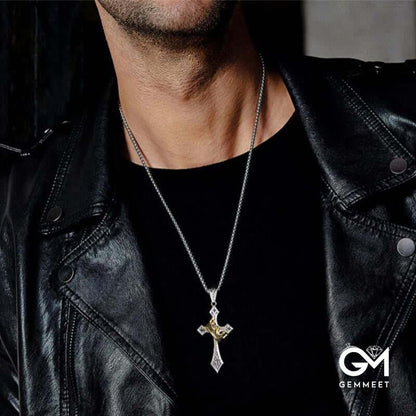 "Power Of Faith" Men's Cross And Crown Necklace