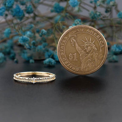 Delicate Milgrain Stacking Wedding Ring