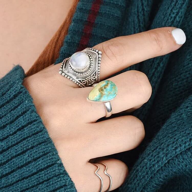 "Bright Lights" Bohemia Retro Moonstone Ring