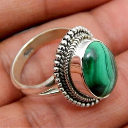 Natural Malachite Protection Ring