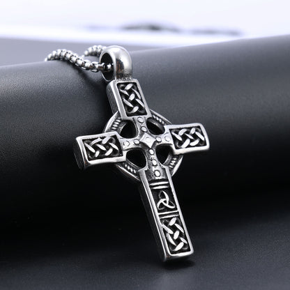 Viking Jewelry Cross Titanium Steel Pendant Necklace