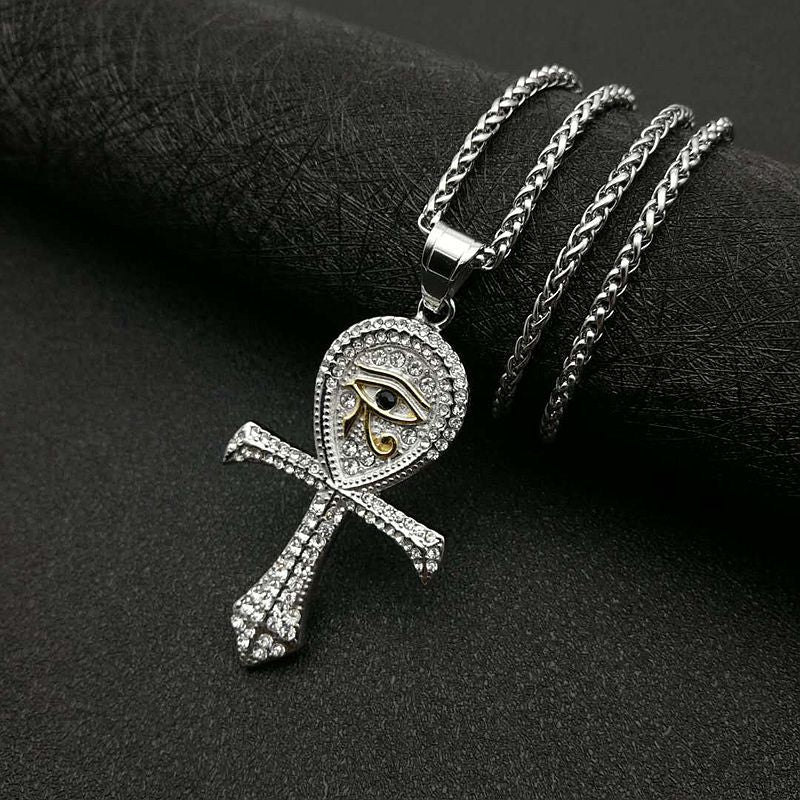 Hip Hop Jewelry Gold Plated Zirconia Eye of Horus Pendant