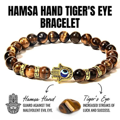 Hamsa Hand Tiger Eye String Bracelet