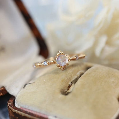 "You Are Bright Moonlight" - Dainty Moonstone Ring