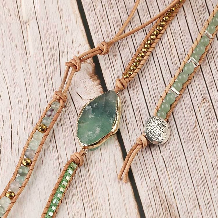 Green Fluorite Accessories Prehnite Beaded Braided Bracelet