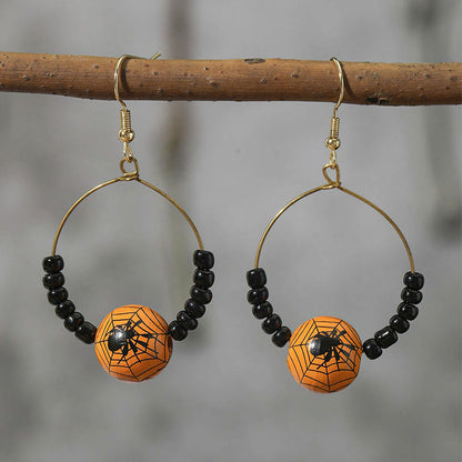 "Funny Goast" - Pumpkin Spider Halloween Earrings