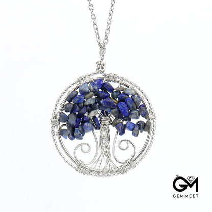 Double Loop Crystal Tree of Life Necklace